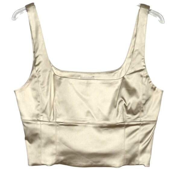 Wilfred Aritzia Womens‎ Shine Satin Bustier Crop Tank Top Size L Champagne Glam - Picture 3 of 11